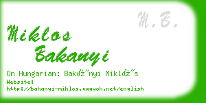 miklos bakanyi business card